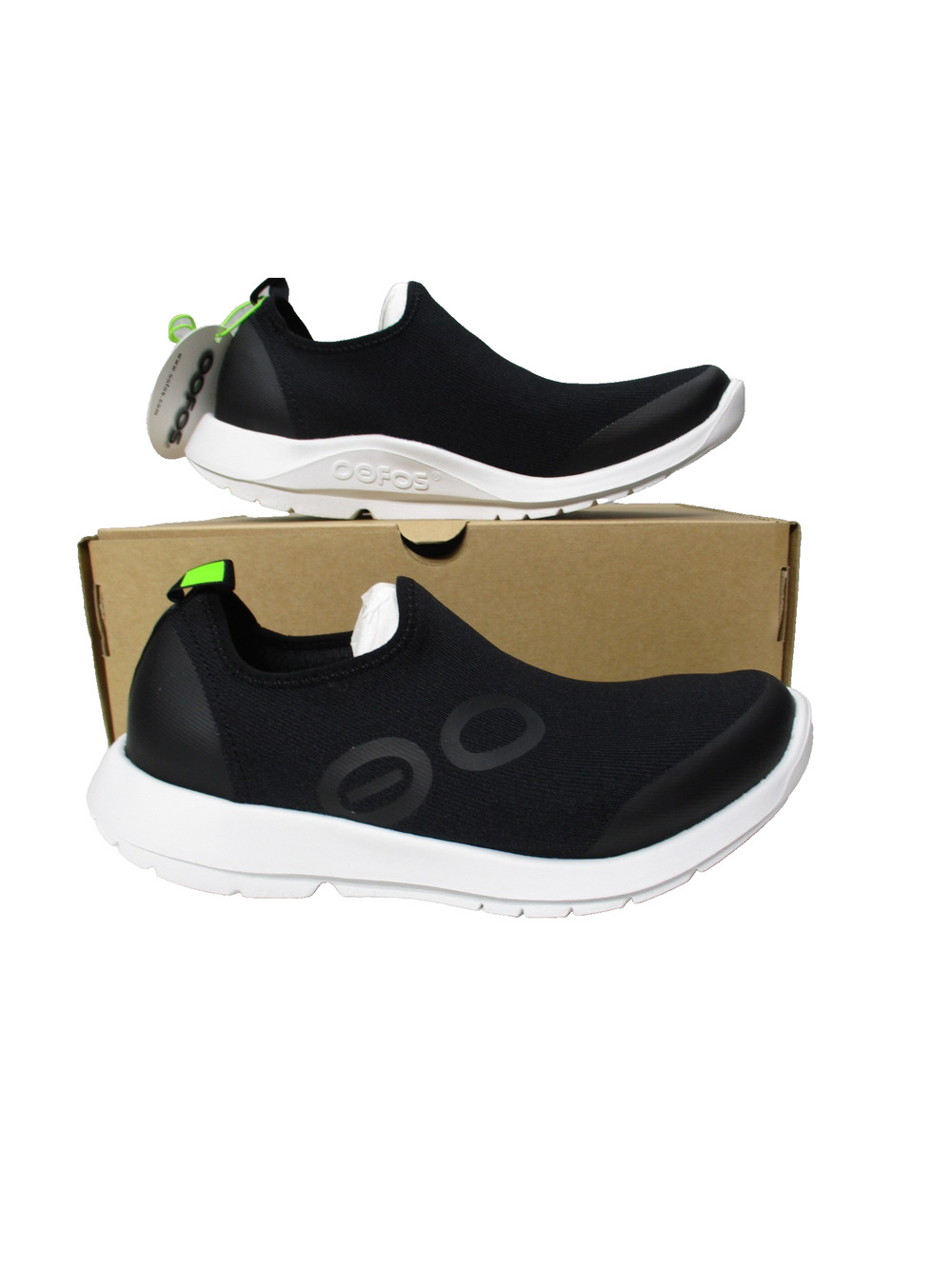OOFOS OOmg Sport Low Recovery Shoes Slip On Black White Womens Sz 8